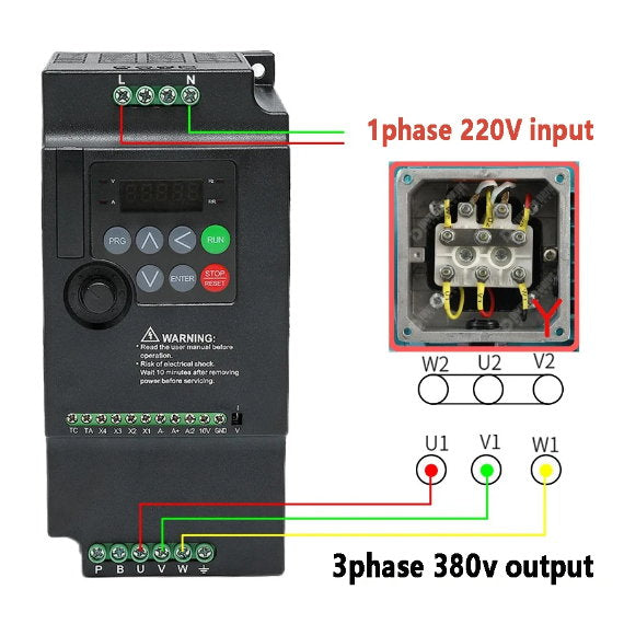 Variador de frecuencia entrada 220V monofasico salida 380V trifasico 2.2KW 3hp $199000