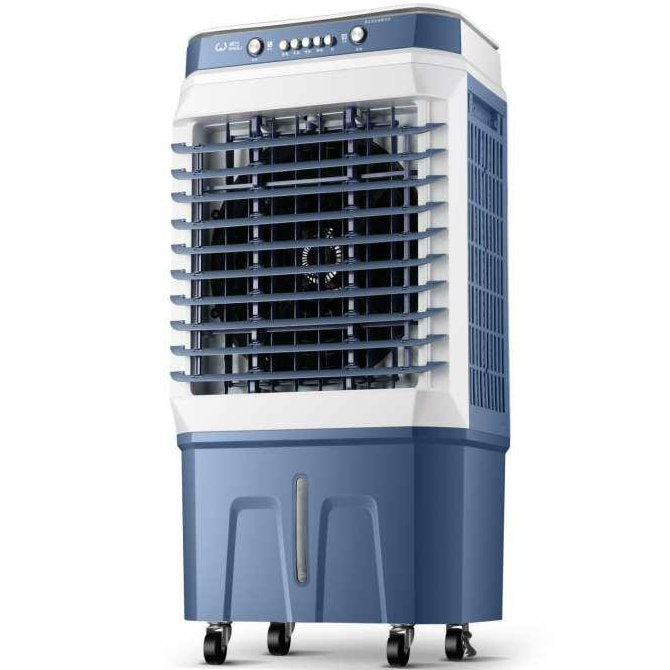 V Enfriador de aire evaporativo industrial portatil 150W 5500BMH 51x33x97cm $320000 ventilador