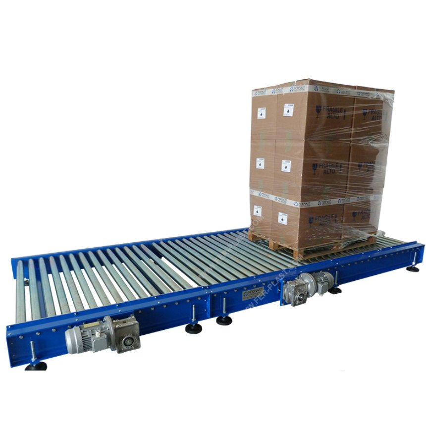 1 Cinta transportadora de polines rodillos motorizada 120cm X 4 metros para pallet palet r4.5m (apedido)