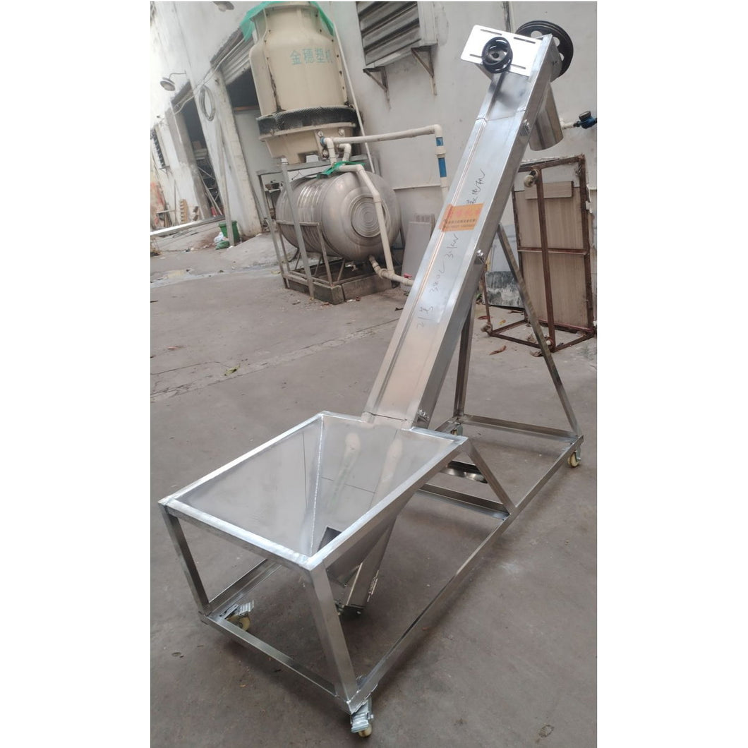 Transportador sin fin con tolva ranura U acero inoxidable 4m 220V r4.5m (granos polvo solidos)